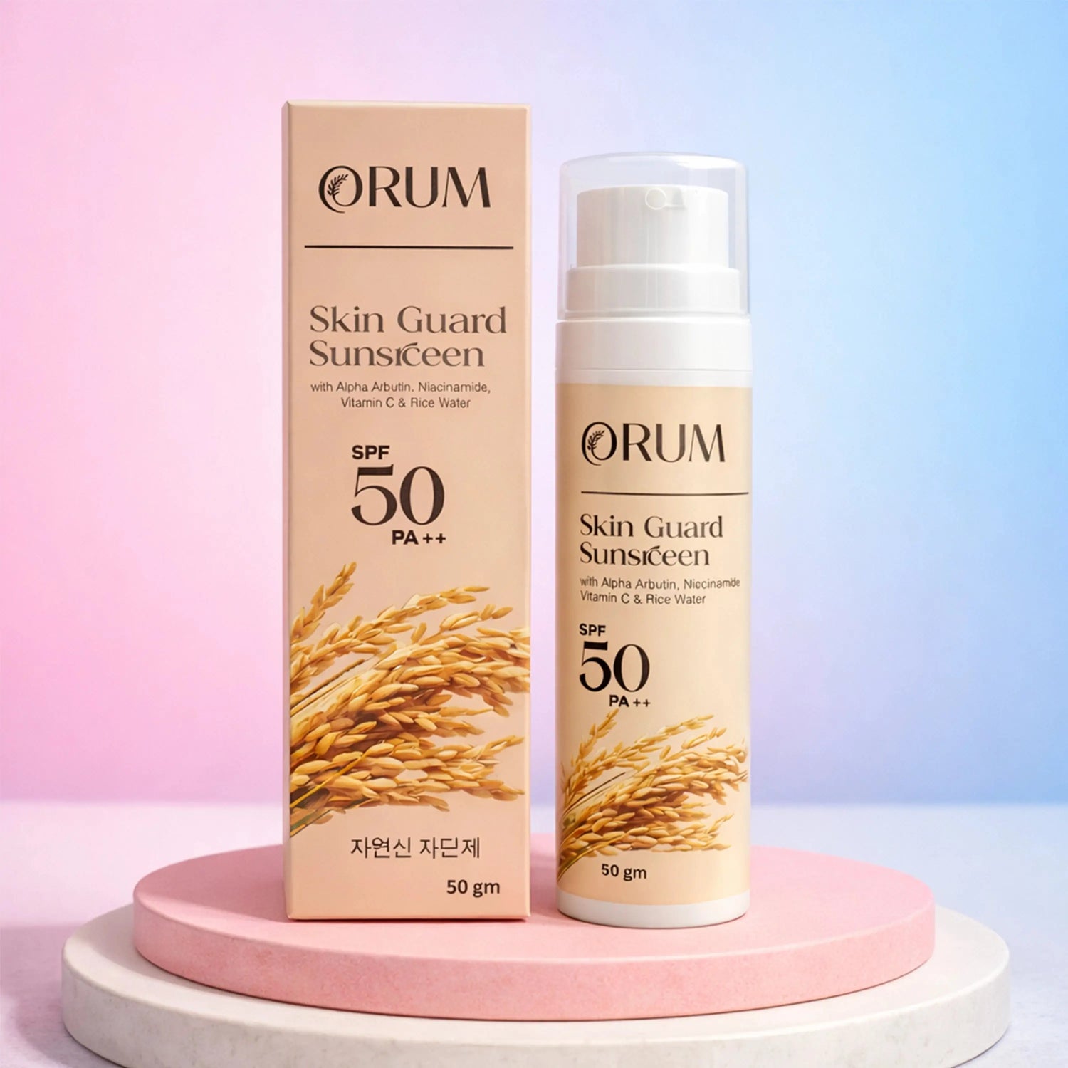 Rice Water Sunscreen with Niacinamide, Alpha Arbutin & Vitamin C- 50 Gm ORUM