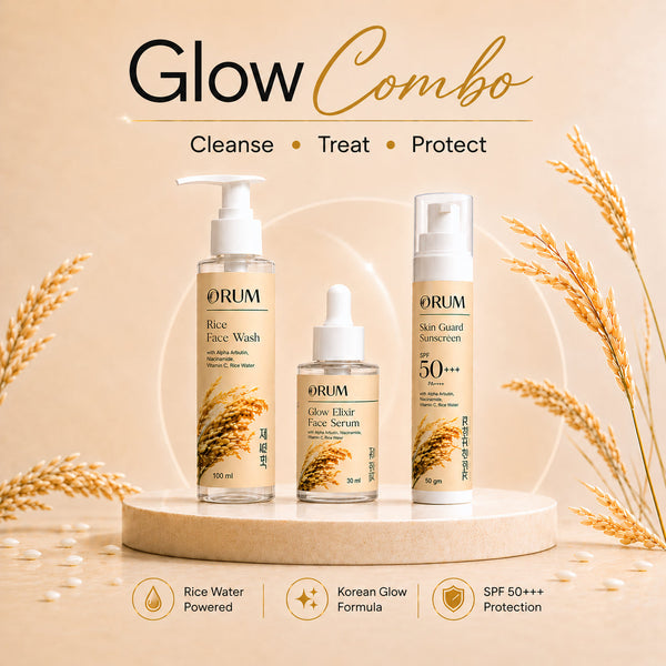 Glow Combo Pack Facewash, Serum, Sunscreen ORUM