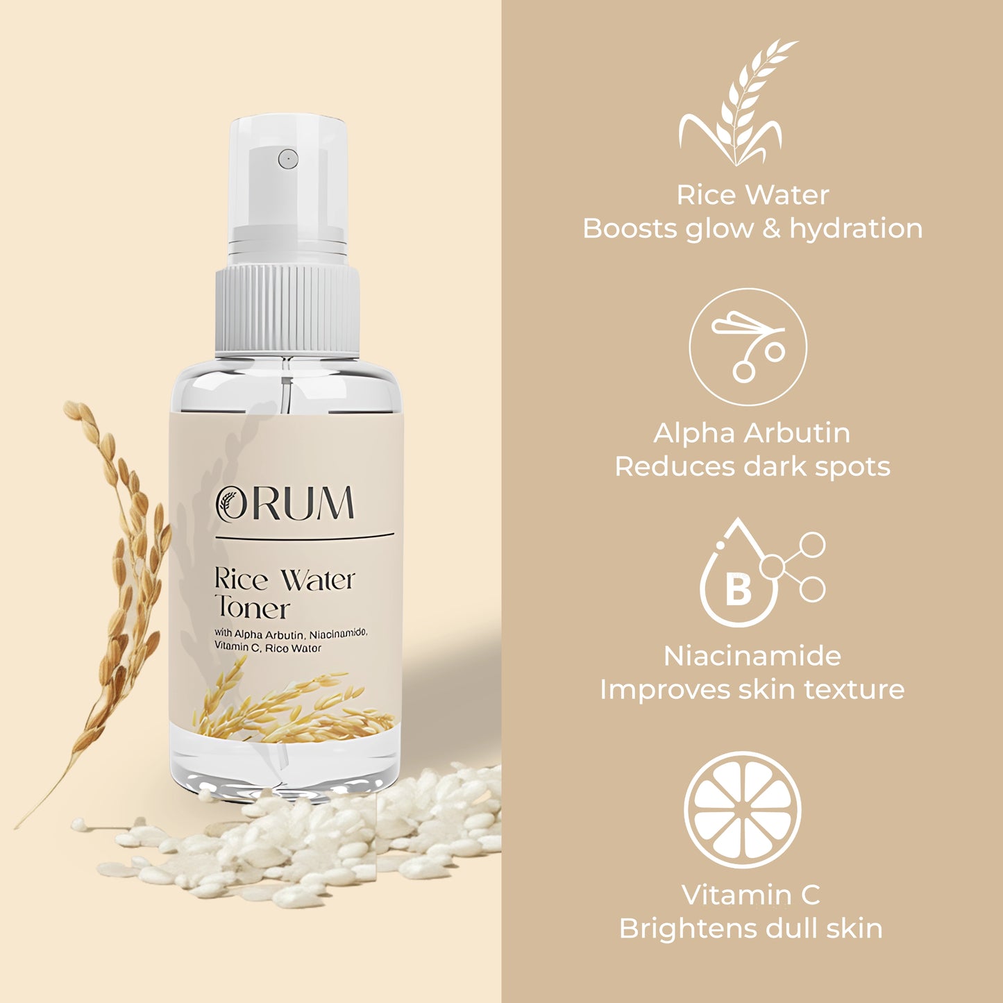 Rice Water Face Toner with Niacinamide, Alpha Arbutin & Vitamin C