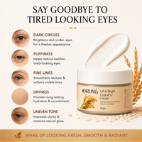 Lift & Bright Under Eye Gel with Rice Water, 2% Niacinamide, 0.2% Retinol, 1% Alpha Arbutin- 20 Gm ORUM