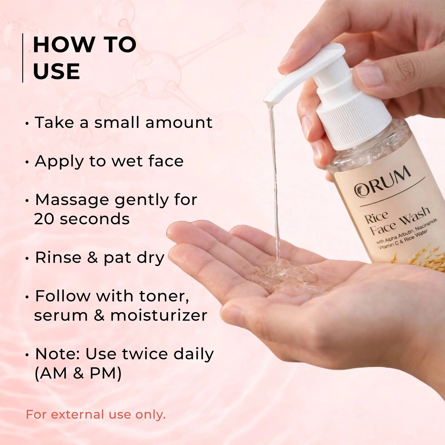 Rice Water Facewash All-In-One Concerns with Niacinamide, Alpha Arbutin & Vitamin C- 100ML ORUM