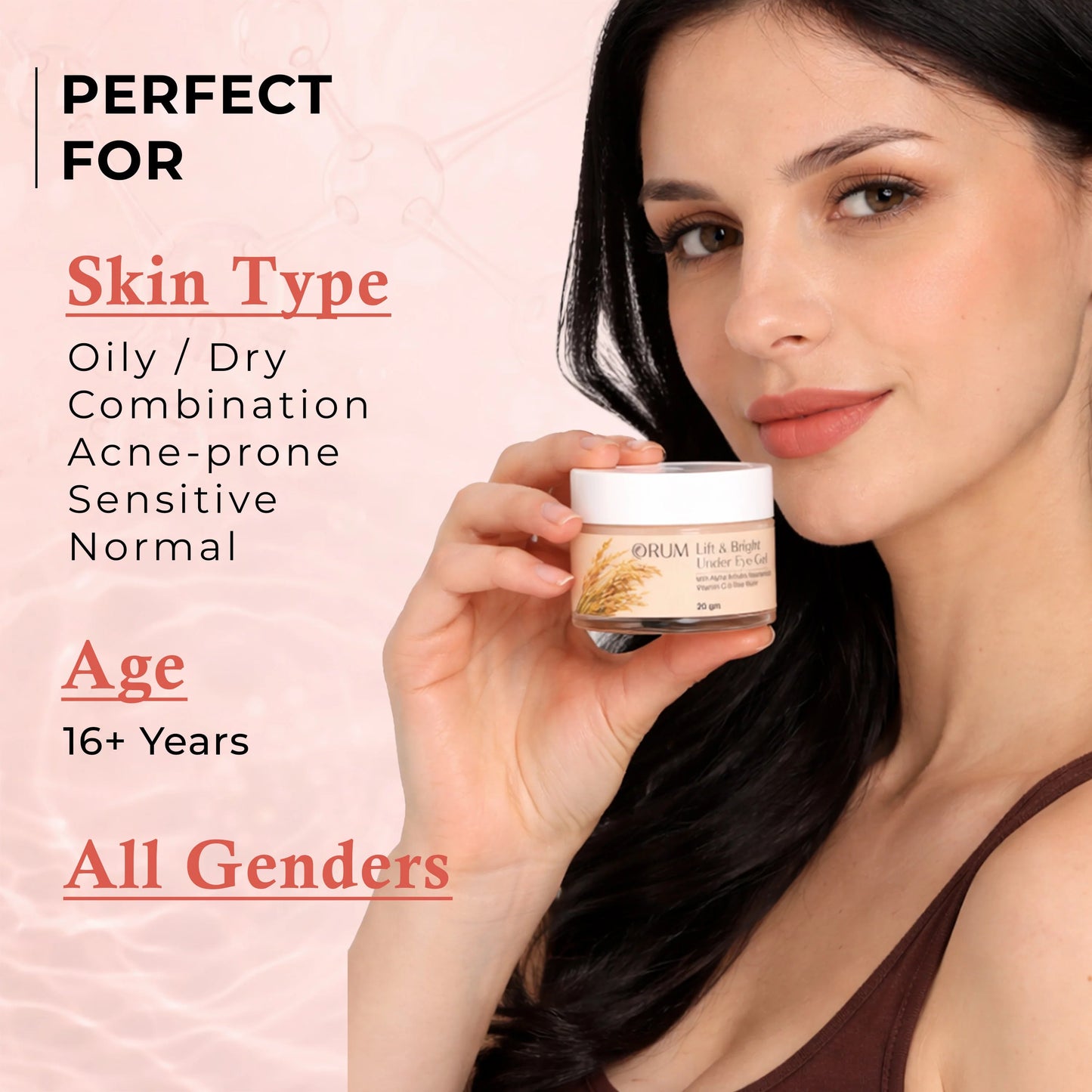 Rice Water Under Eye Cream with Niacinamide, Alpha Arbutin & Vitamin C- 20Gm ORUM