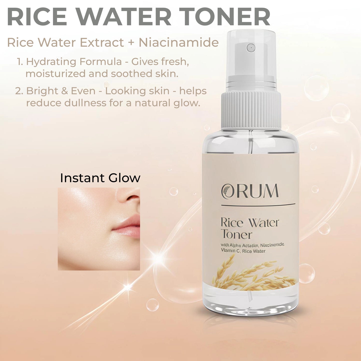 Rice Water Face Toner with Niacinamide, Alpha Arbutin & Vitamin C